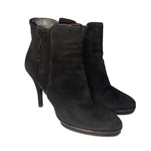Stuart Weitzman Heeled Ankle Boots Women's Size 10 Black Suede Platform Stiletto